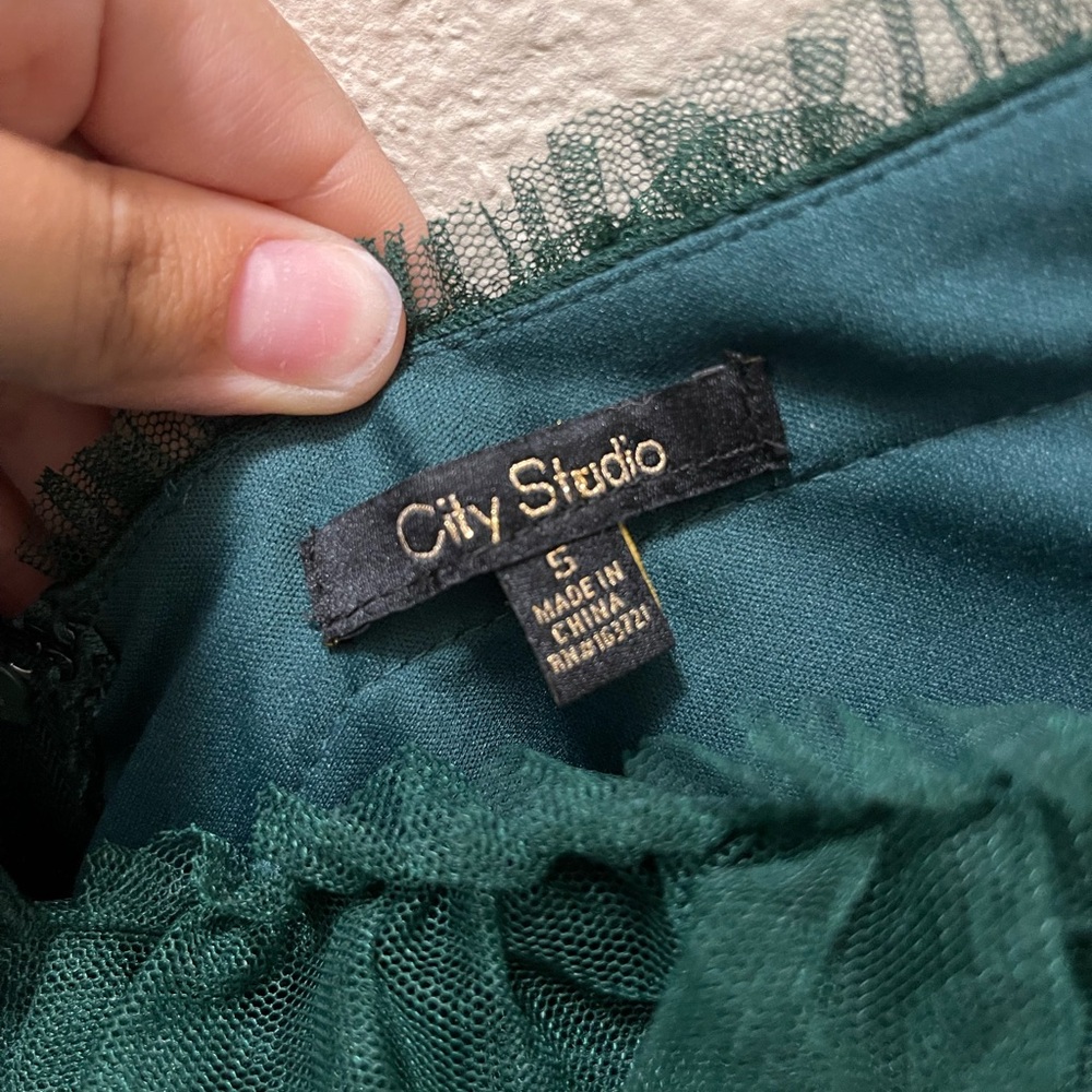City Studio Teal Ruffle Dress - Picture 3 of 4